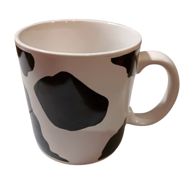 Department 56 Very Rare COW NOW 12 oz Black & White Patterned Coffee Mug Cup - Picture 1 of 5